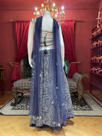 Blue Printed Shell Detail Lehenga