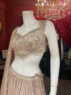 Pastel Peach Heavy Blouse Thread Work Lehenga