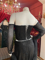 Black Sequin Fishcut Off-Sleeves Lehenga