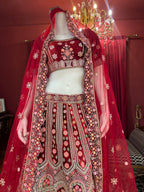 Red Bridal Velvet Floral