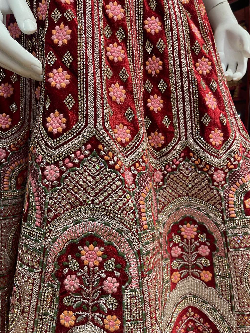Red Bridal Velvet Floral