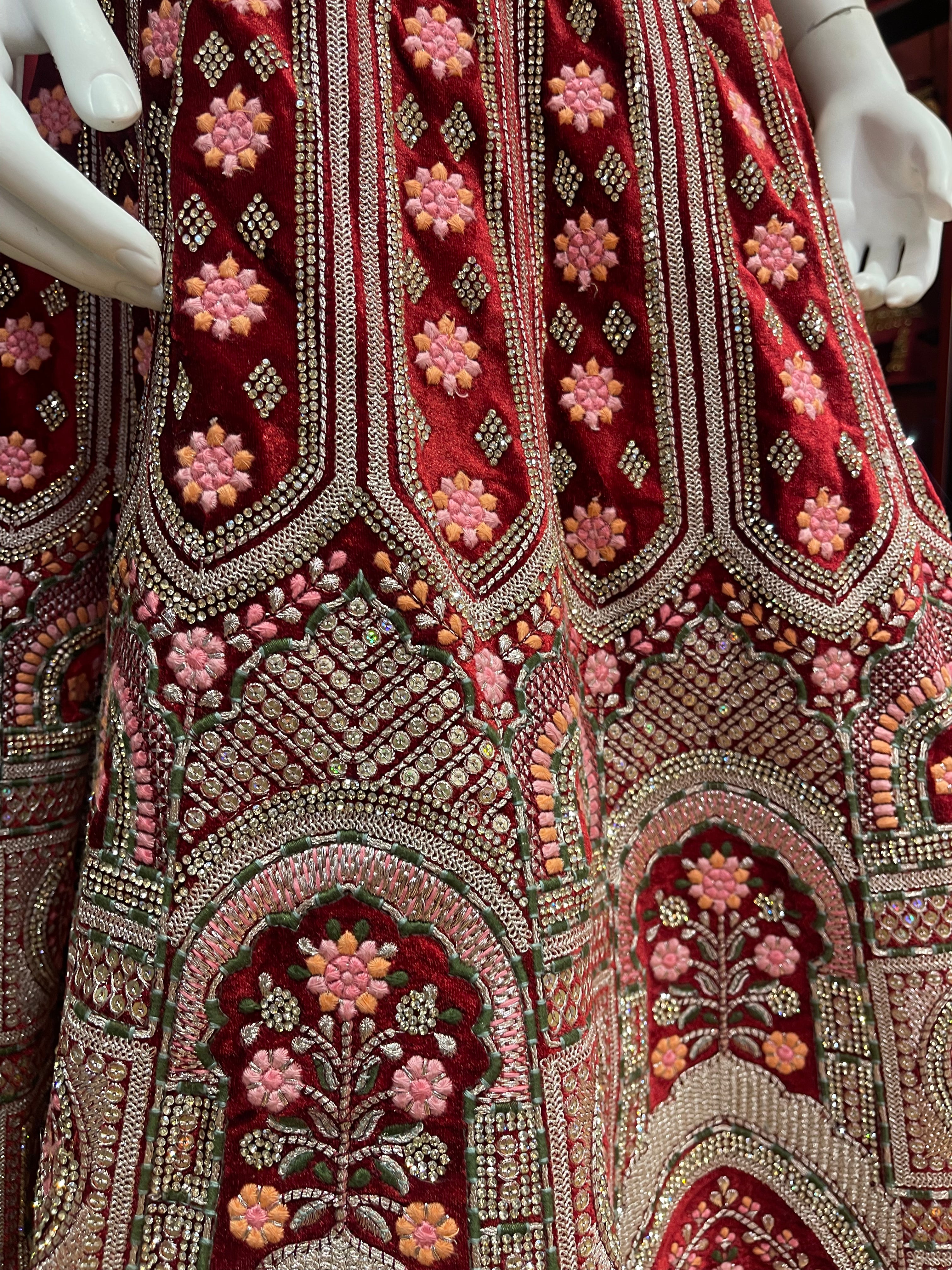 Red Bridal Velvet Floral