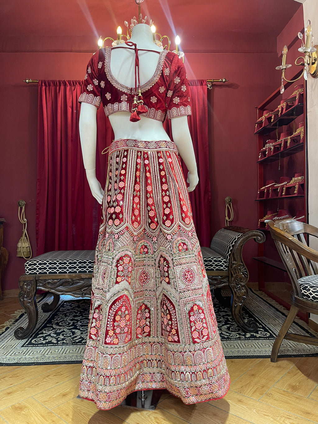 Red Bridal Velvet Floral