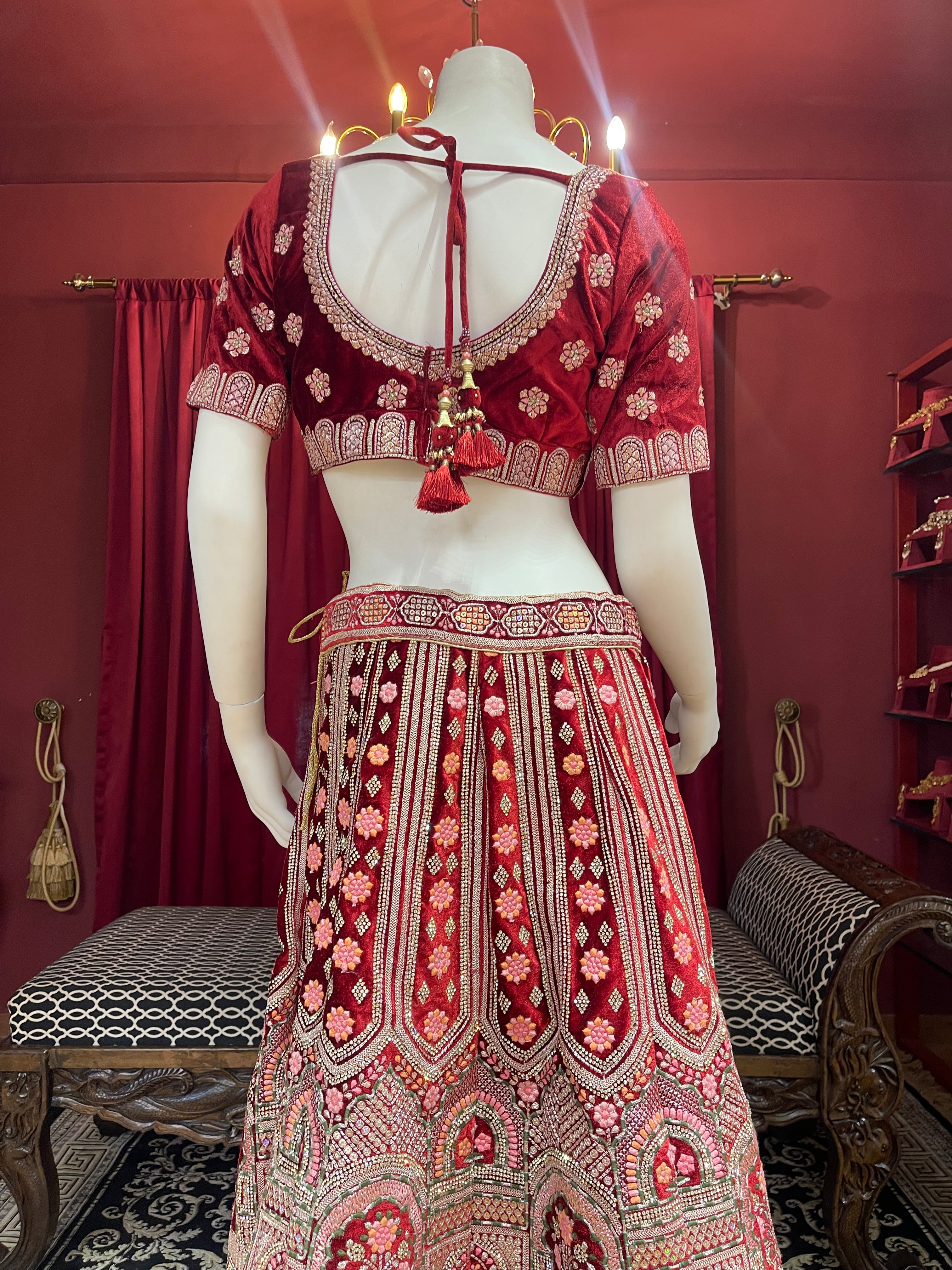 Red Bridal Velvet Floral