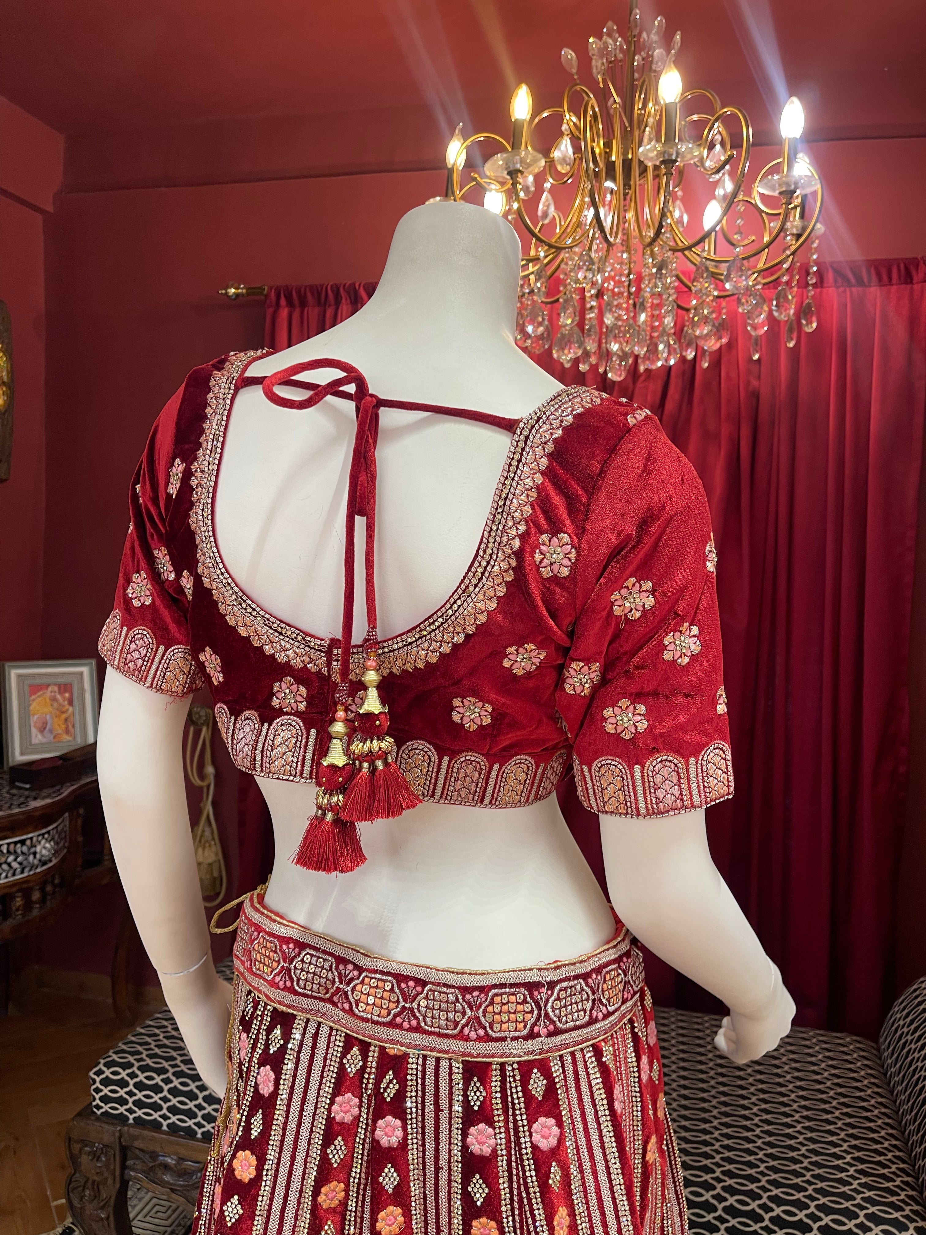 Red Bridal Velvet Floral
