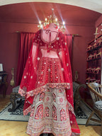 Red Bridal Velvet Floral