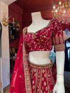 Red Sequin Floral Threadwork Bridal
