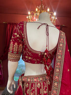 Red Sequin Floral Threadwork Bridal