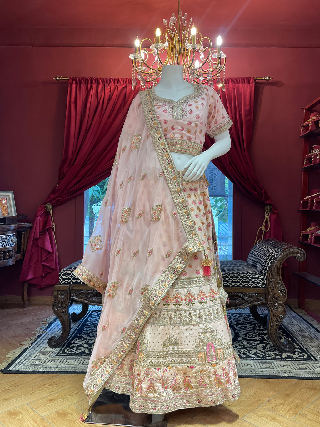 Peach Silk Floral Bridal