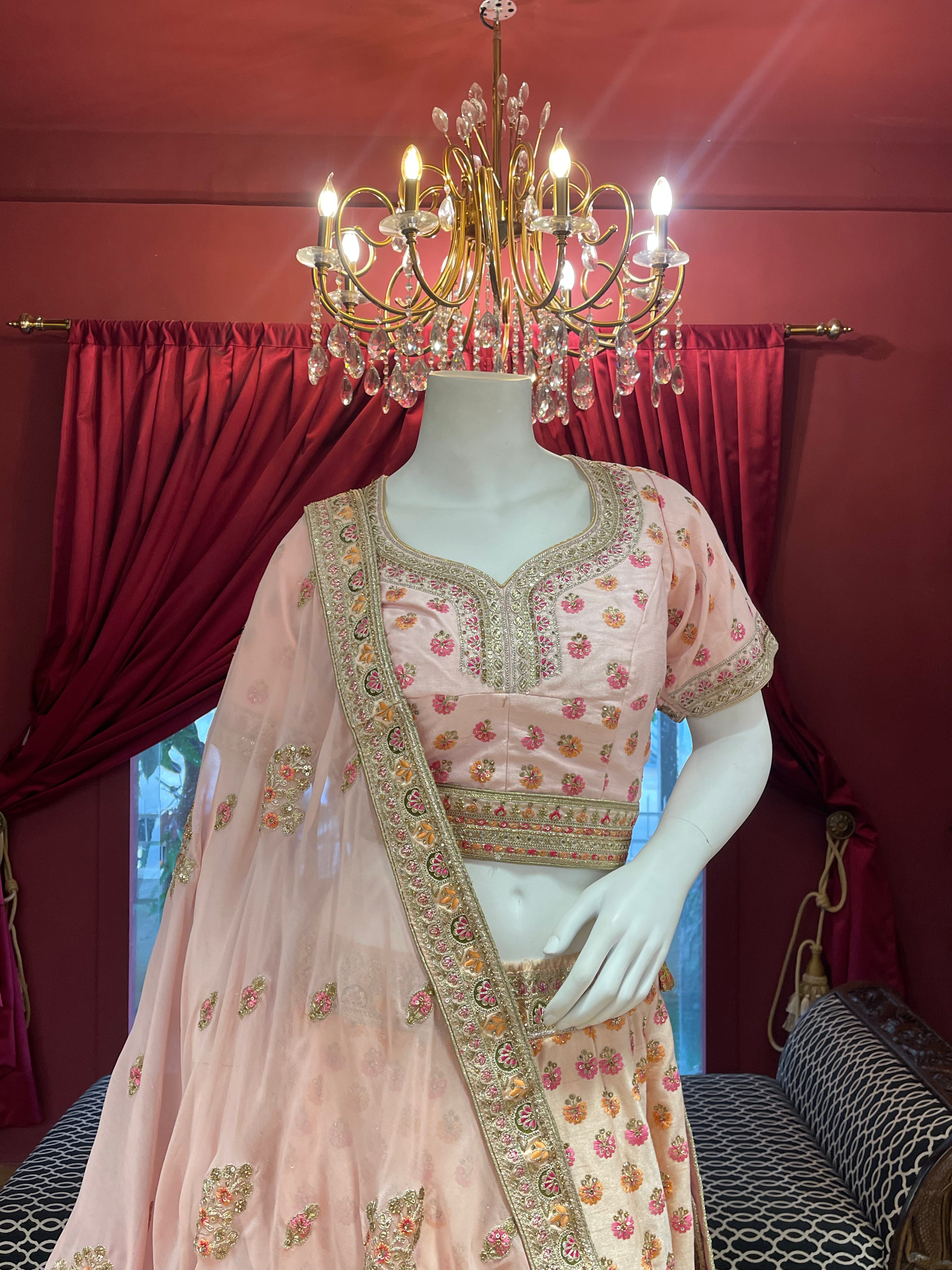 Peach Silk Floral Bridal