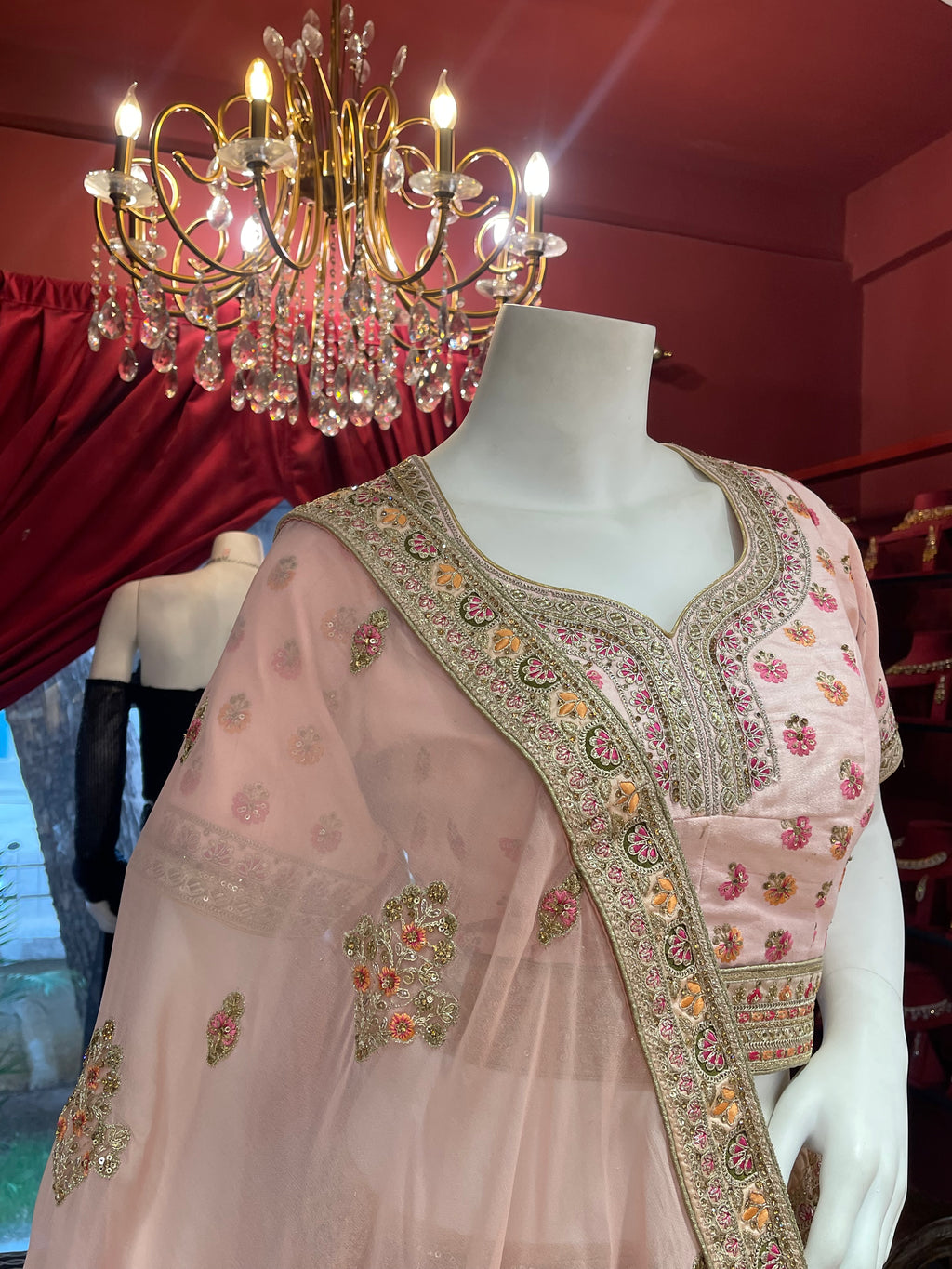 Peach Silk Floral Bridal