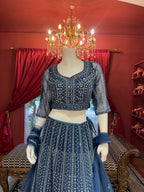 Royal Blue Mirror Work Lehenga