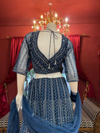 Royal Blue Mirror Work Lehenga