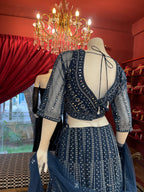 Royal Blue Mirror Work Lehenga