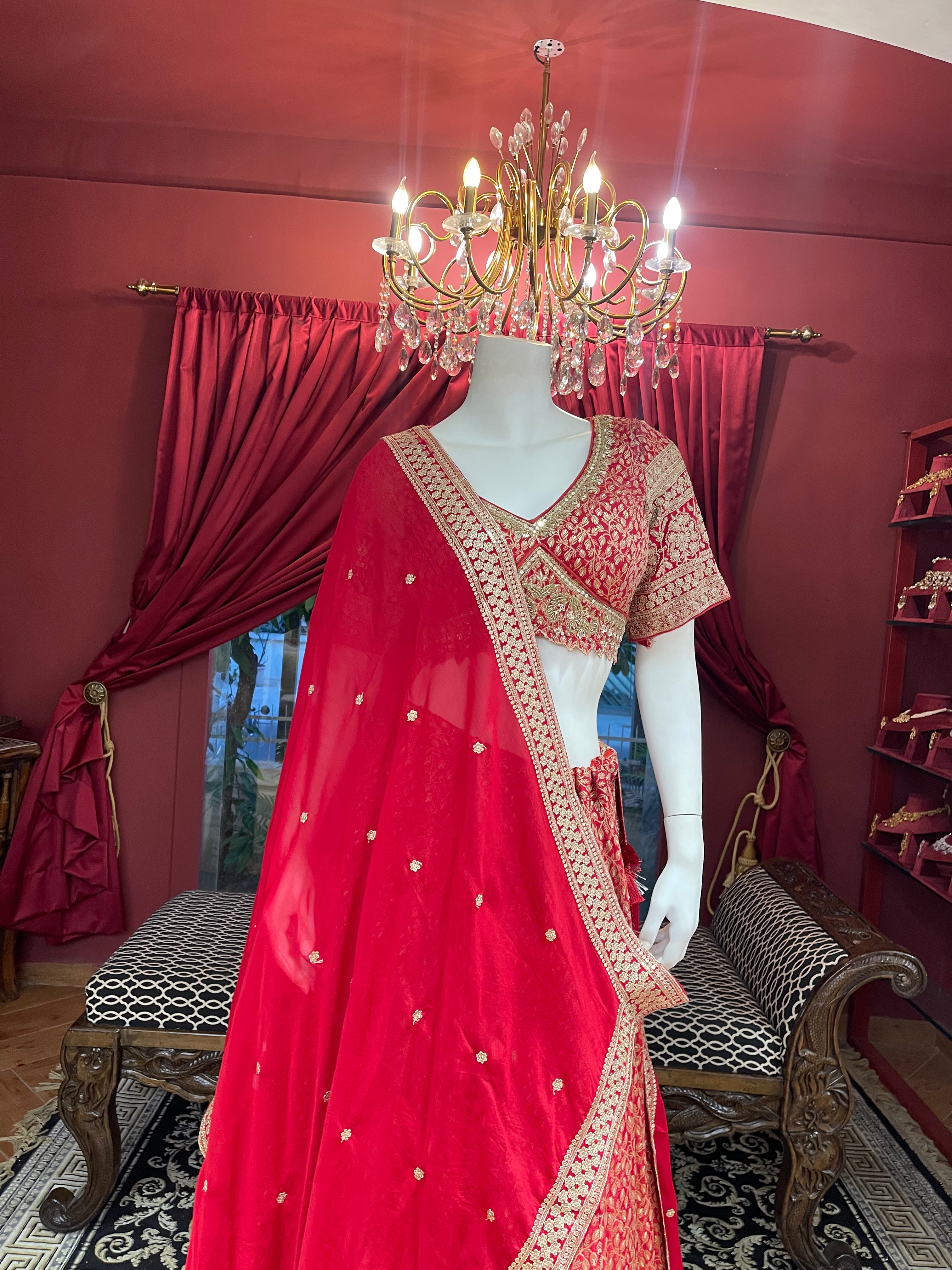Red Bridal With Zari Work