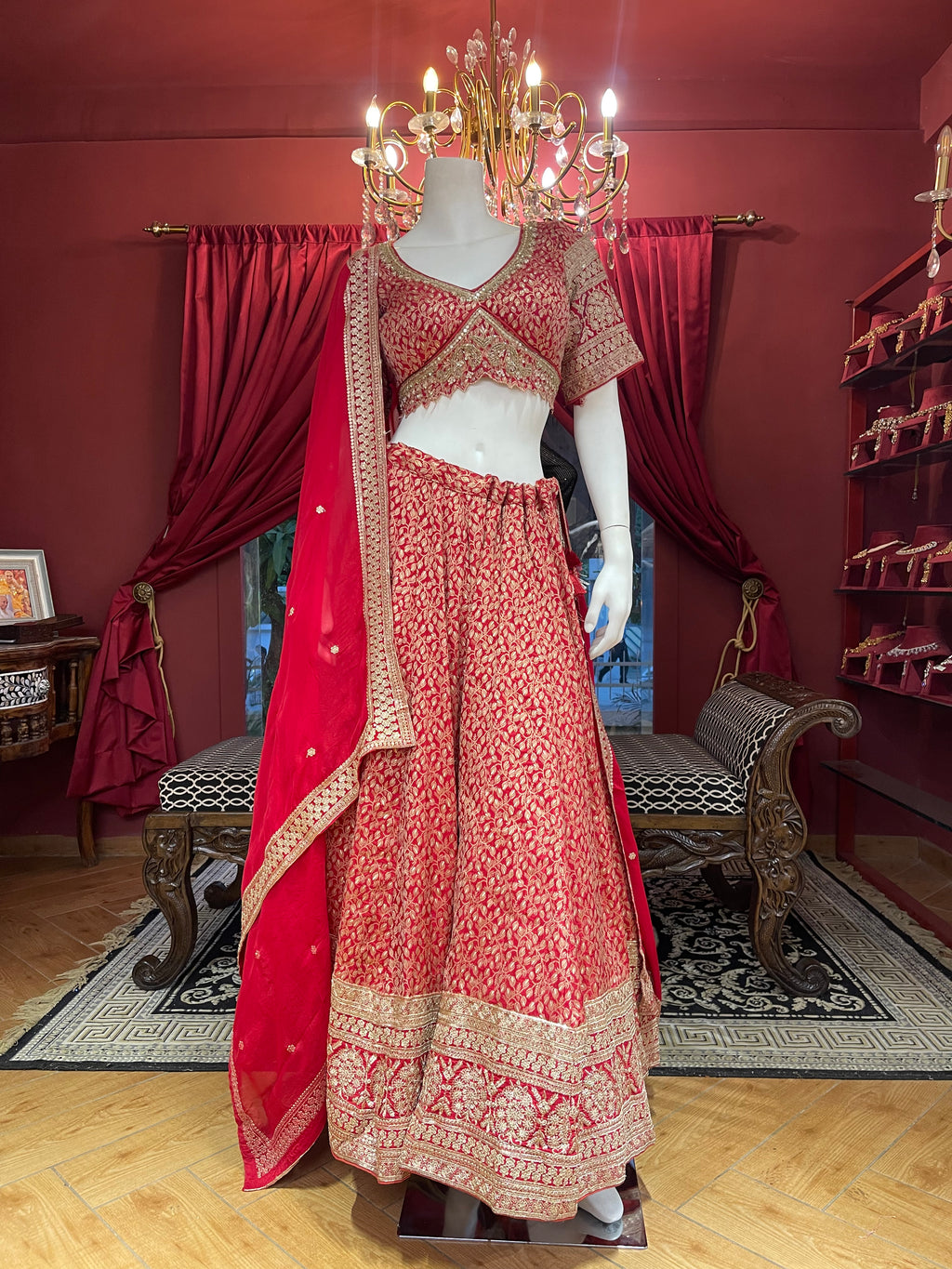 Red Bridal With Zari Work