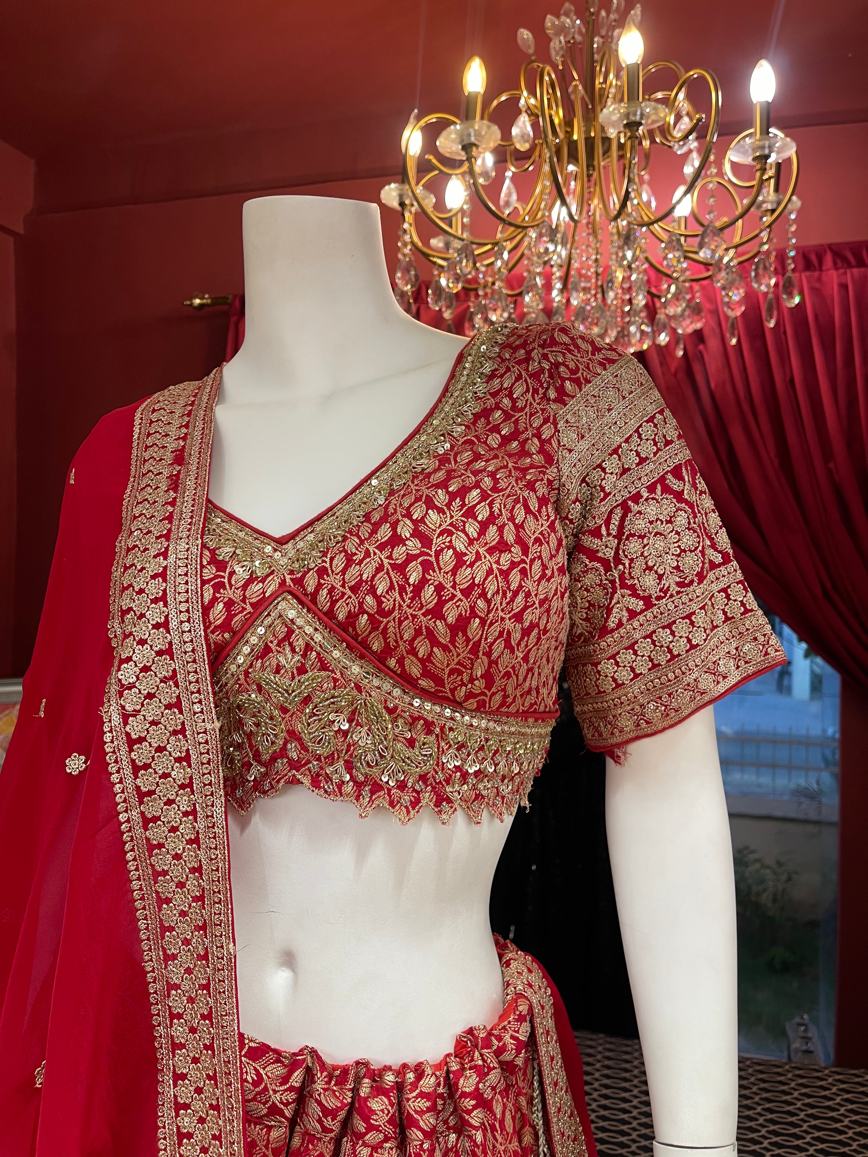 Red Bridal With Zari Work