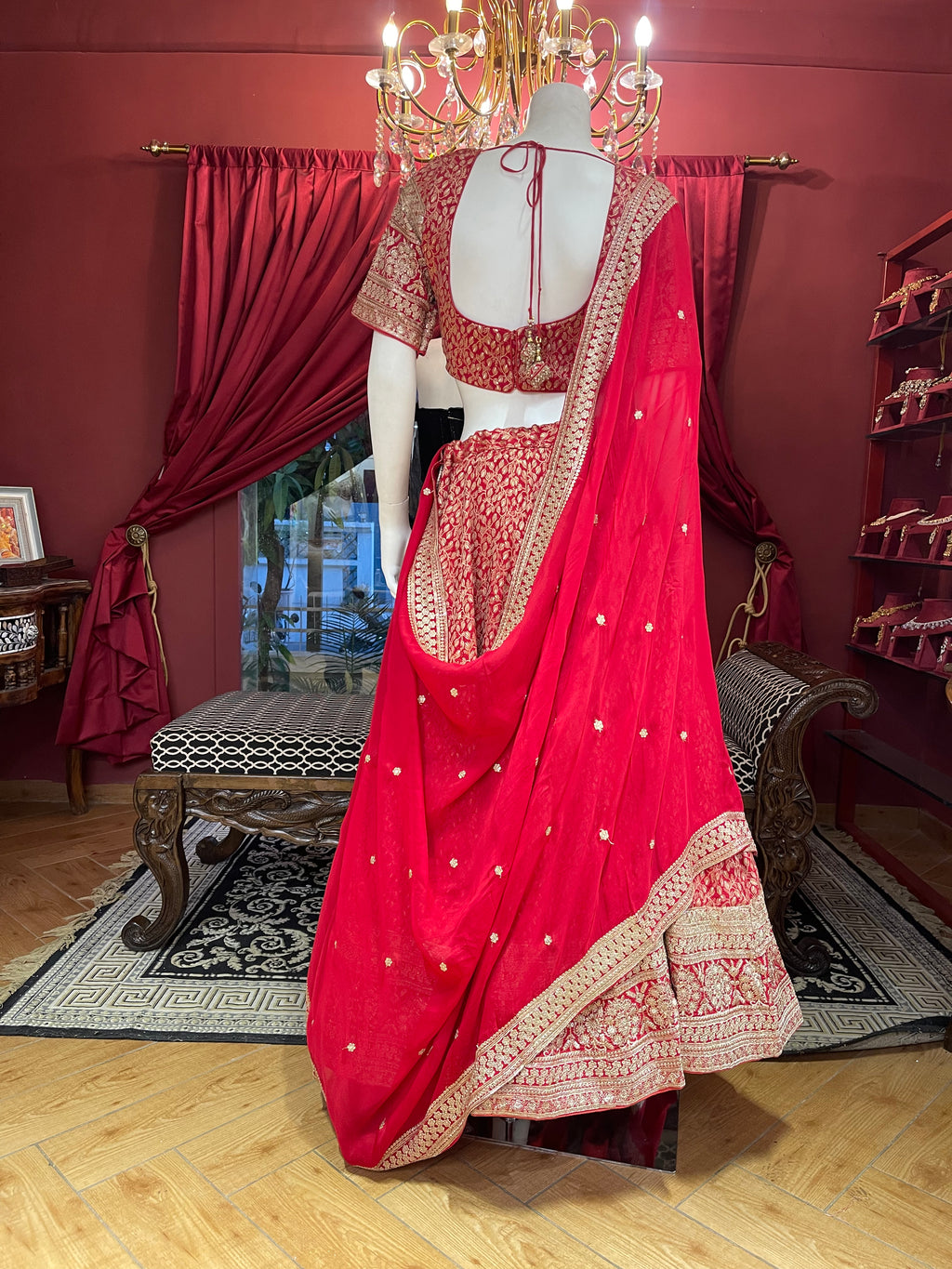 Red Bridal With Zari Work