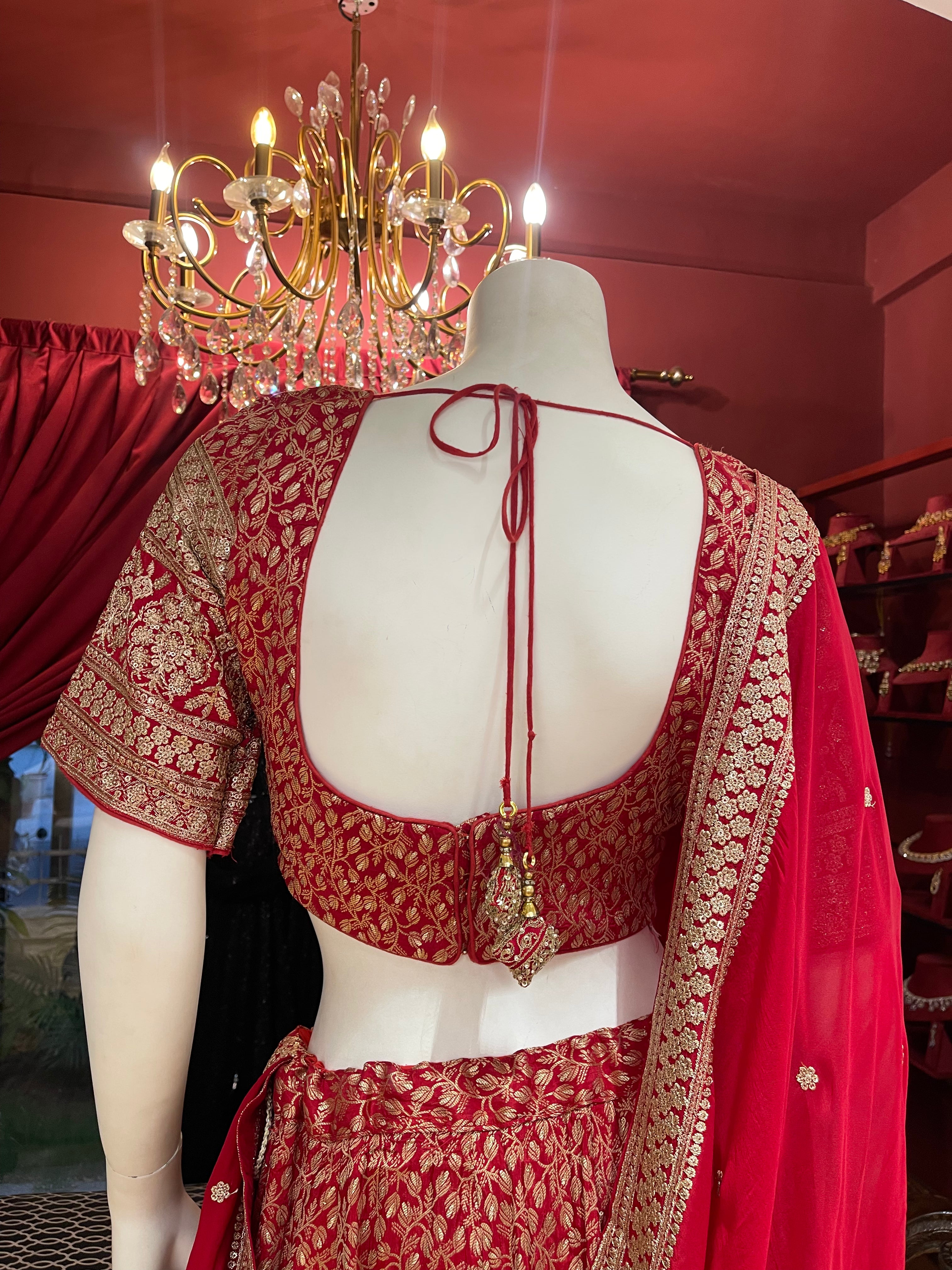 Red Bridal With Zari Work