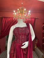 Red Corset Drape Saree