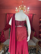 Red Corset Drape Saree