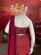 Red Corset Drape Saree