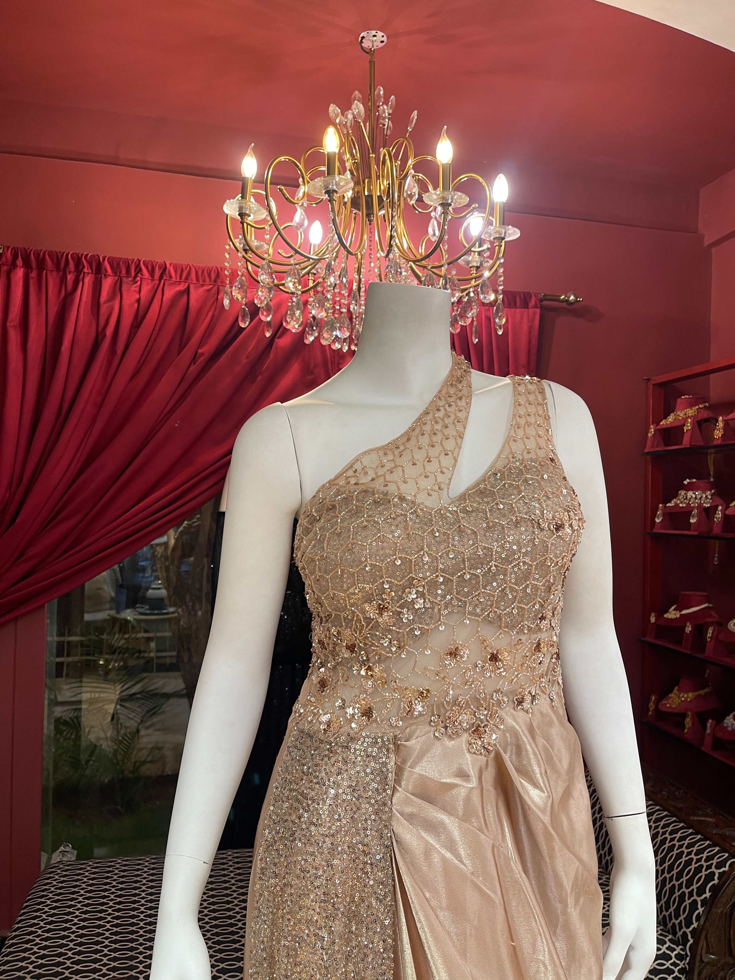 Golden One Shoulder Gown