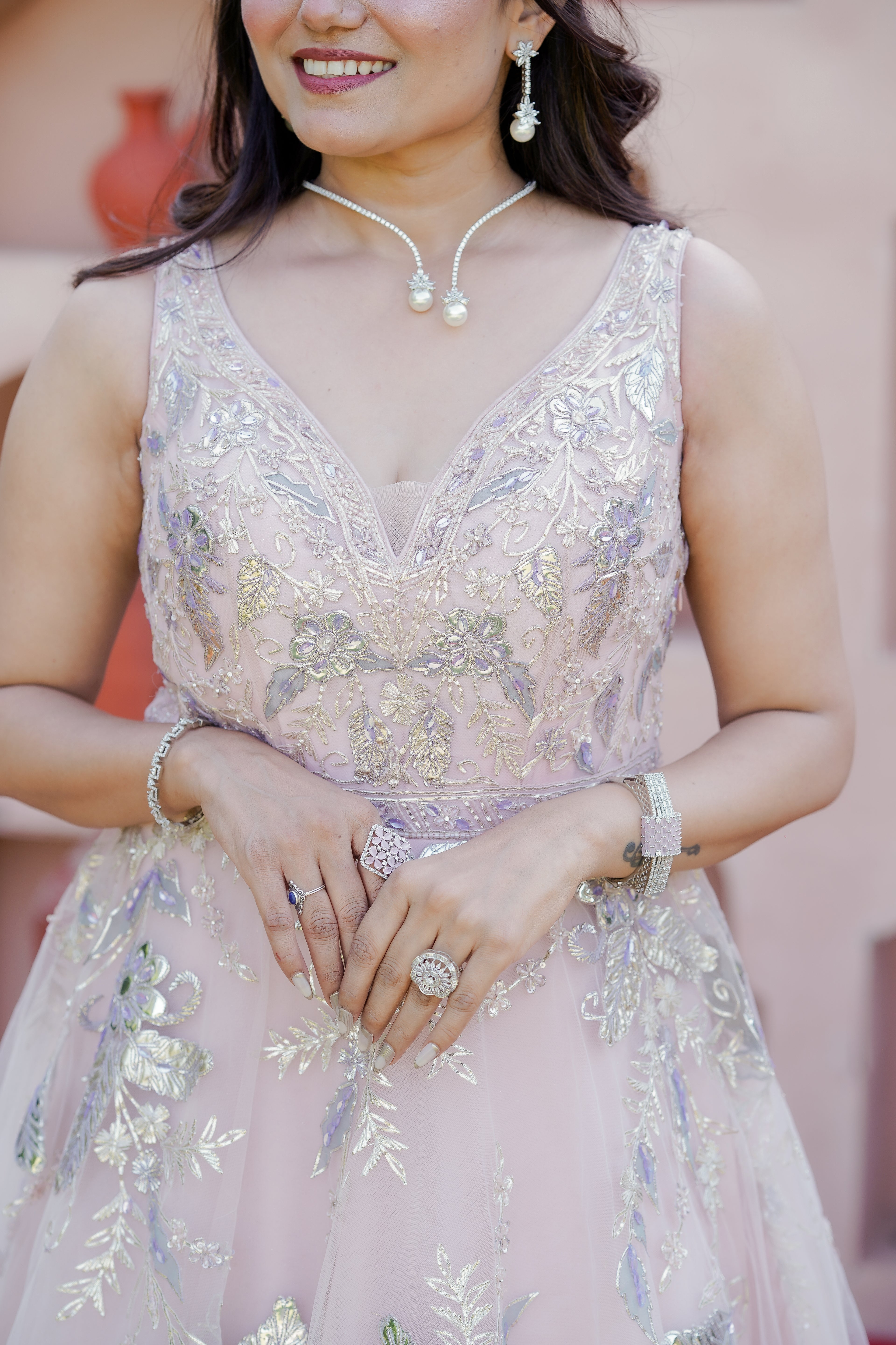 Peach Foil Gown
