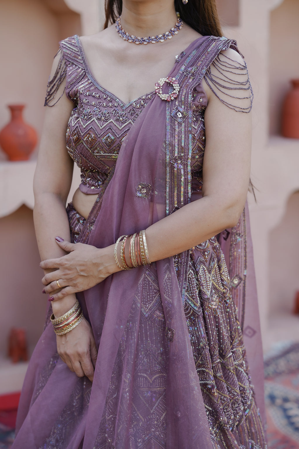 Mauve Dusk Sequin Bead Work Set