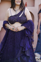 Purple Pleated Lehenga Set
