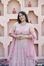 Pretty Pink Thread With Mirror Work Lehenga