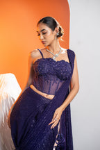 Purple Corset Saree