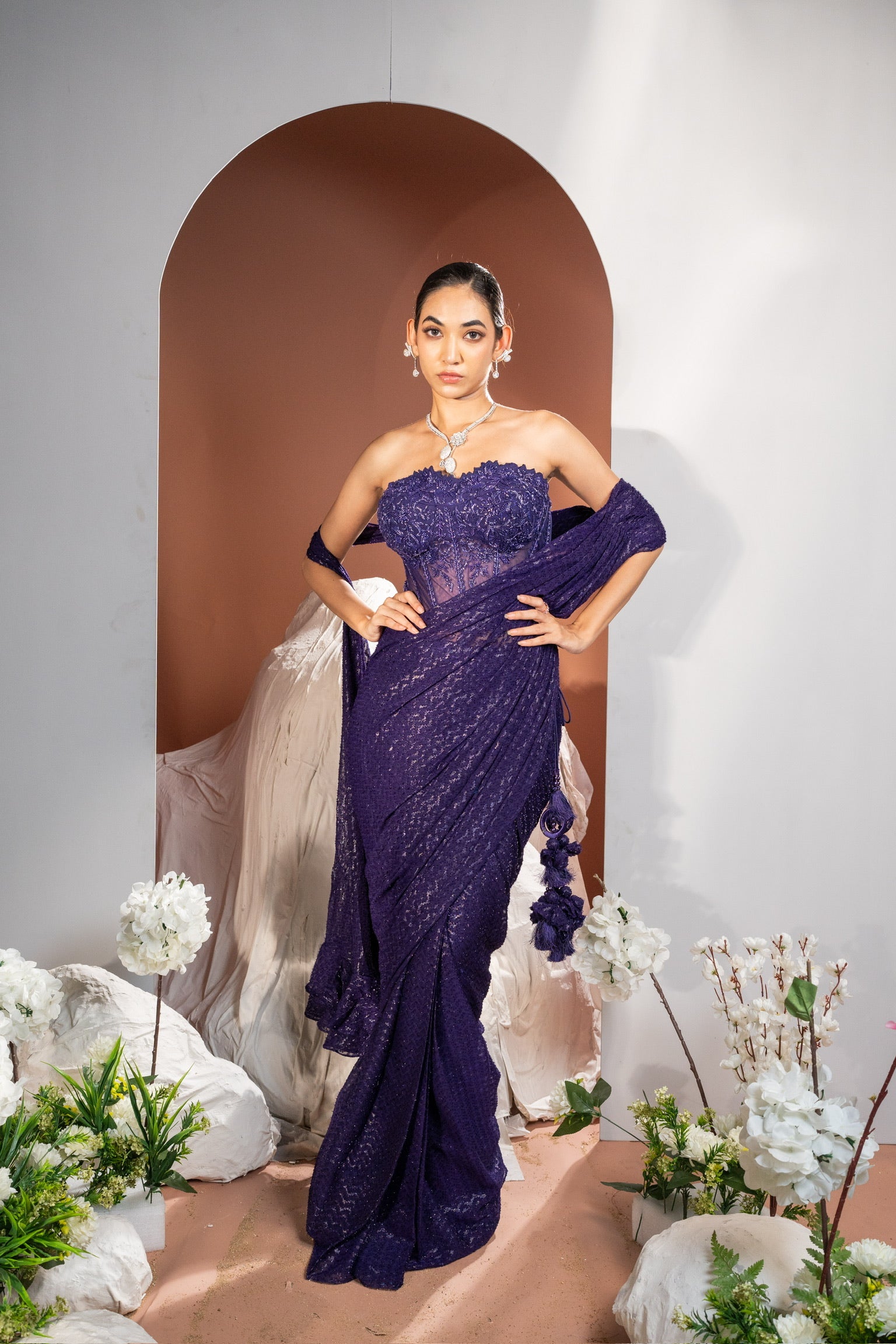Purple Corset Saree