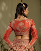 Rust Full Sleeves Bridal Lehenga X Roohbab