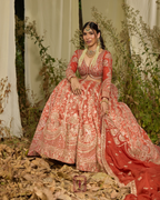 Rust Full Sleeves Bridal Lehenga X Roohbab