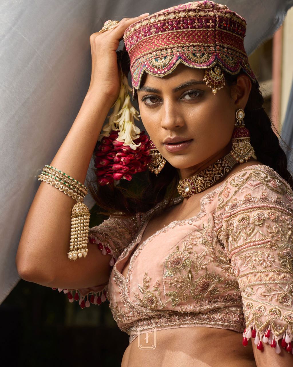 Bronze Pink Bridal Lehenga X Roohbab