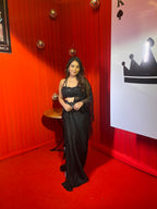 Black Drape saree With Belt X Orepiya
