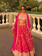 Pink Floral Festive Lehenga Set
